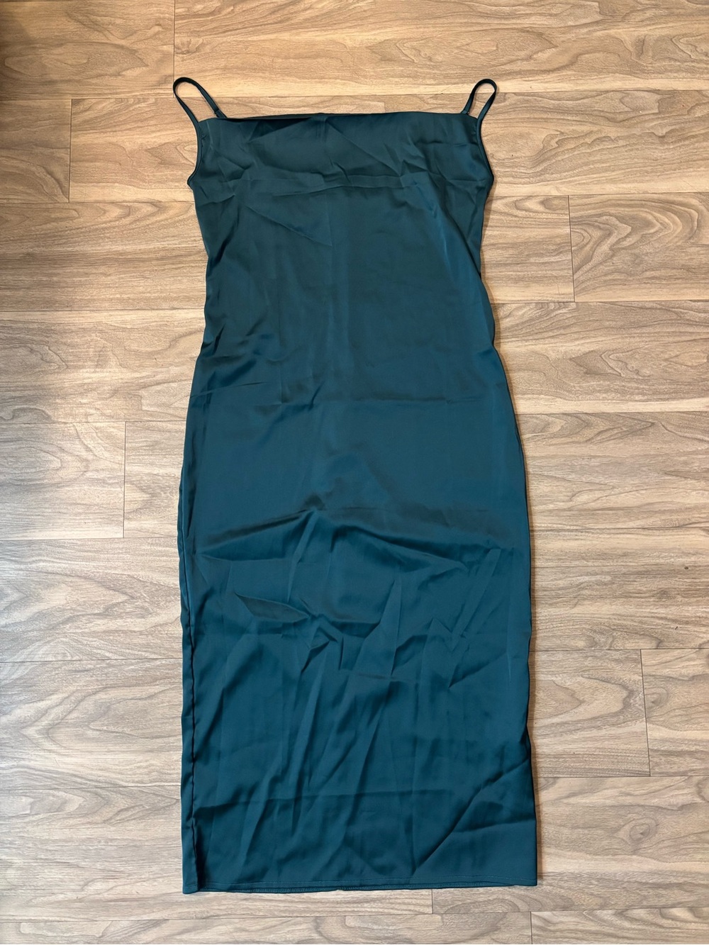 Women's Dark Green Slip Dress with Spaghetti Straps
